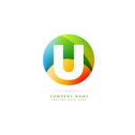 Circular colorful logo with initial U Template