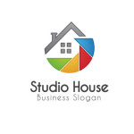 Colorful logo with abstract house Template