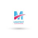Blue Em letter logo template