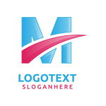 Blue Em letter logo template