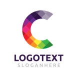 Colorful logo with checkered C logo template