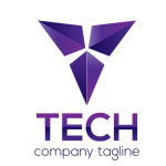 Purple abstract geometrical logo in 3d template