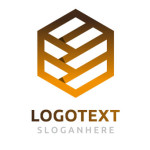 Abstract cube logo in orange tonos template