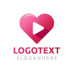Pink logo in a heart shape logo template