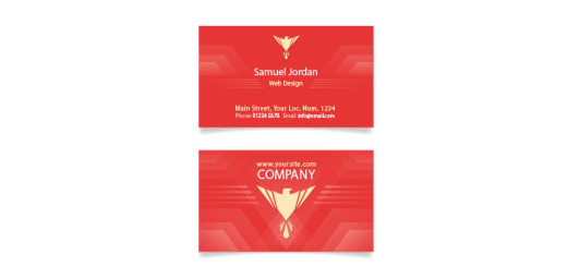 Red-company-card-with-a-eagle-symbol
