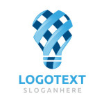 Stylish bulb logo in blue template