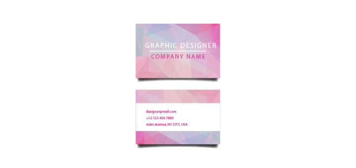 Polygonal-business-card-in-pink-tones