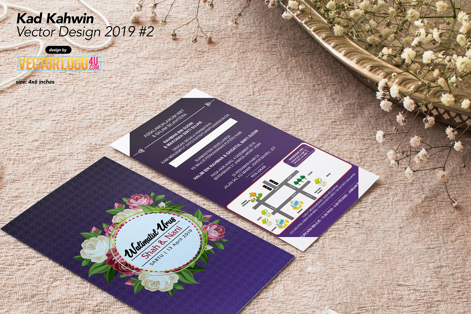 Wedding Invitation Template With Flowers Free Vector Free Vector Freepik Wedding Invitation Templates Wedding Invitation Card Template Wedding Invitations