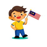 Malaysian kid hold flag happy vector